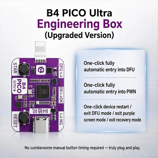 B4 PICO Ultra RP2350A PICO DFU Tool One-Click PWN Restart Recovery Mode Programmer Plug and Run for iP Mobile Phone Repair Kit
