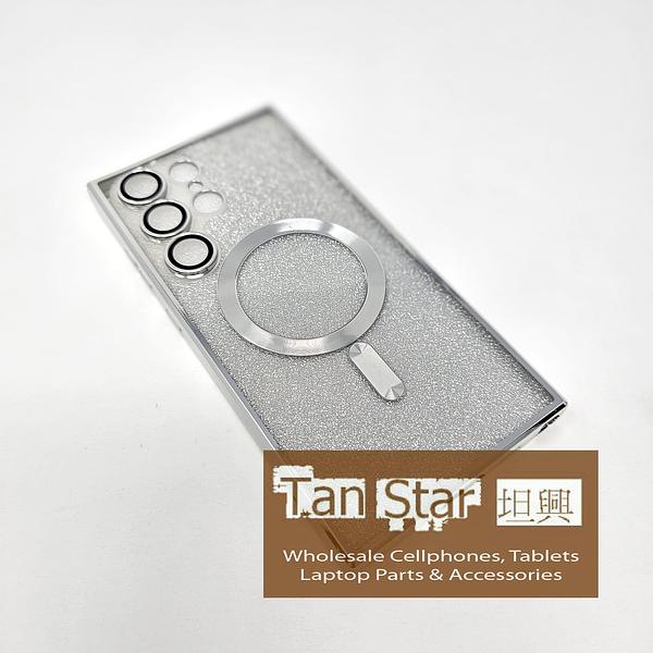 Samsung Galaxy S24 Ultra - SPARKLE Chrome Edge Magnet RING Silicone Case