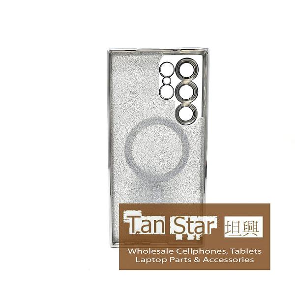 Samsung Galaxy S24 Ultra - SPARKLE Chrome Edge Magnet RING Silicone Case