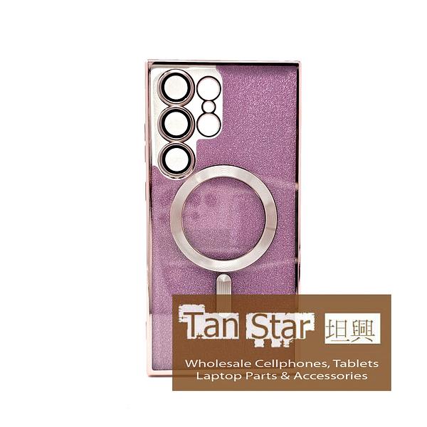 Samsung Galaxy S24 Ultra - SPARKLE Chrome Edge Magnet RING Silicone Case