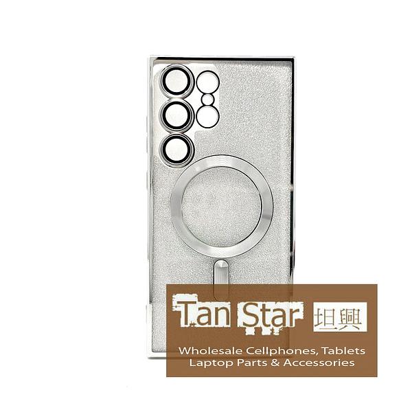 Samsung Galaxy S23 Ultra - SPARKLE Chrome Edge Magnet RING Silicone Case