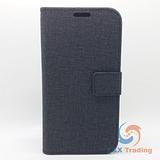 Samsung Galaxy A8 2018 (A530) - Cloth Leather Book Style Wallet Case with Strap