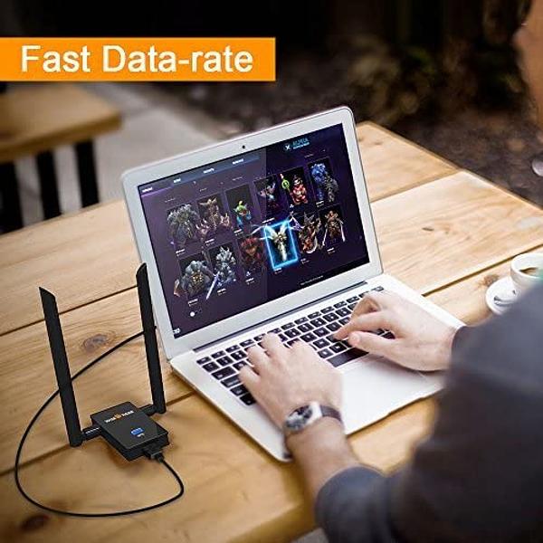 WiFi USB Adapter For Big Room, AC1200 Usb Wireless Network Adapter With 5dBi High Gain Antenna Compatible with Windows 10 8.1 8.7 Mac OS 10.6 and above,