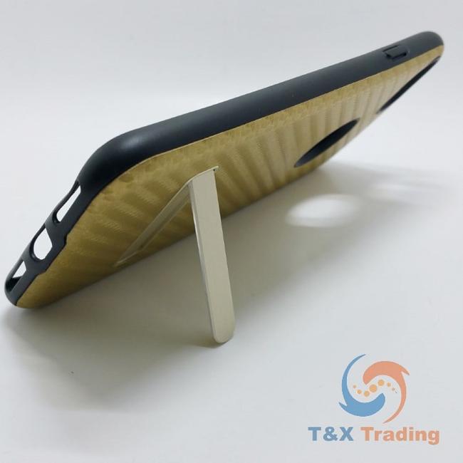 Apple iPhone 7 / 8 - Gold Carbon Fiber Case with Kickstand