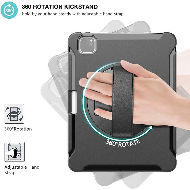 Apple iPad Pro 11" 1st / 2nd Gen / 3rd Gen / 4th Gen - Heavy Duty Shockproof Rotatable Case with Kickstand