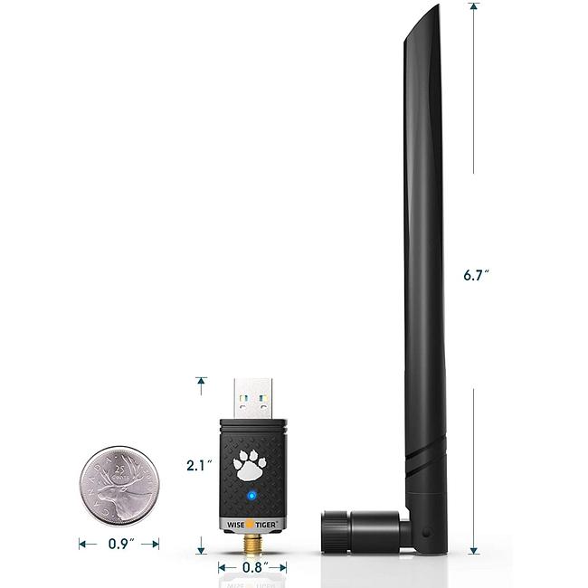 WiFi Adapter Single Antenna for PC Gaming 1300Mbps, USB 3.0 Wireless Adapter Dual Band 5GHz 802.11AC Wifi Antenna Windows XP/Vista/7/8/10 Mac 10.6-10.15