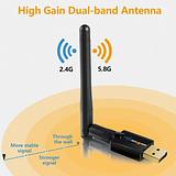 Wifi Adapter Single Antenna AC 600Mbps Dual Band 5Ghz / 2.4Ghz Long Range Wireless Adapter Support for Win Vista /7/8.1/10/XP/MAC 10.6-10.15