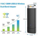 WiFi Adapter with Dongle for PC, AC1300Mbps High Speed 802.11AC Gaming Wireless USB Adapter Long Range