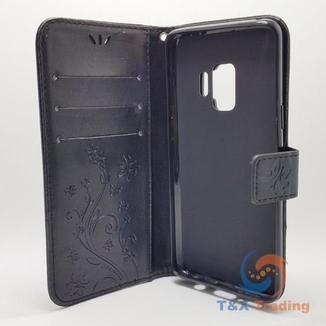Samsung Galaxy S9 - Butterfly Book Style Wallet Case with Strap