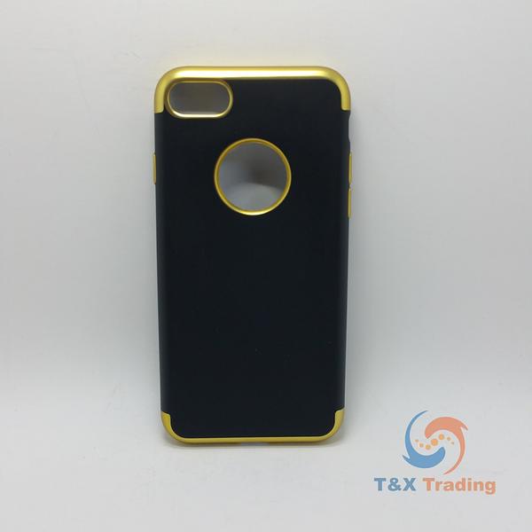 Apple iPhone 7 / 8 - Black Silicone Phone Case with Chrome Edge