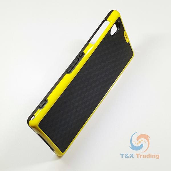 Sony Xperia Z1 - Plaid Pattern with Colored Silicone Bumper case