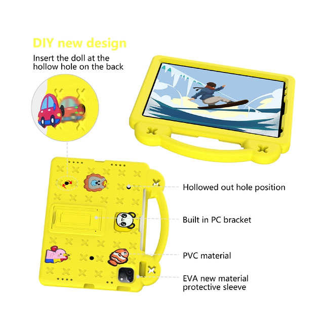 Apple iPad 10th Gen 10.9" 2022 - Kids Heavy Duty Shockproof Case with Removable Dolls and Kickstand