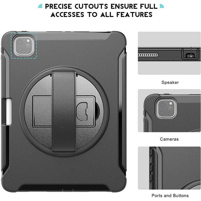 Apple iPad Air 4 / Air 5 / Air 11" M2 (2024) - Heavy Duty Shockproof Rotatable Case with Kickstand