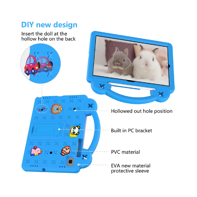 Samsung Galaxy Tab S6 Lite 10.4" (P610) / (T500) - Kids Heavy Duty Shockproof Case with Removable Dolls and Kickstand
