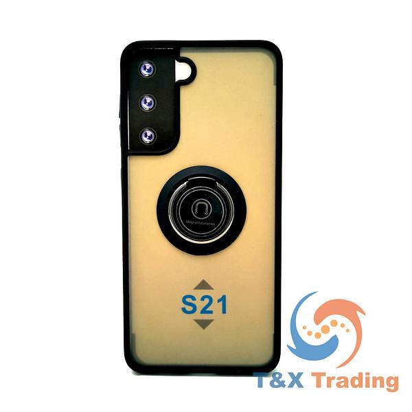 Samsung Galaxy S21 Plus - Frosted Bumper Magnet Enabled Case with Ring Kickstand