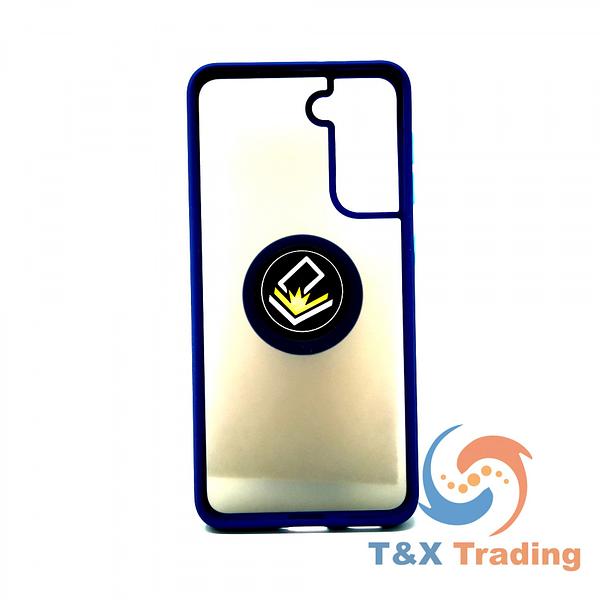 Samsung Galaxy S21 Plus - Frosted Bumper Magnet Enabled Case with Ring Kickstand