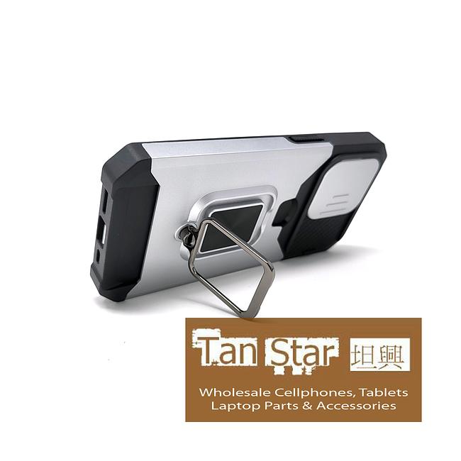 Apple iPhone 14 Pro Max - Secure Card Holder Magnet Enabled Case with Ring Kickstand