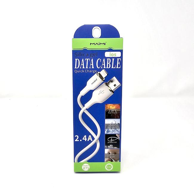 Maimi X75 2.4A Silica Gel Lightning Data Charging Cable Charger 1 Meter