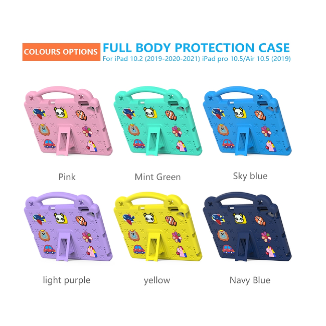 Apple iPad 7 / 8 / 9 10.2" / iPad Pro 10.5" / iPad Air 3 10.5" - Kids Heavy Duty Shockproof Case with Removable Dolls and Kickstand