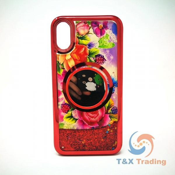 Apple iPhone X / XS -  Water Liquid Case with Pop Socket Mirror