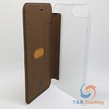 Apple iPhone 6 Plus / 6S Plus / 7 Plus / 8 Plus - WUW Two Tone Brown Luxury Leather Wallet Case