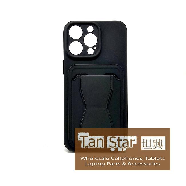 Apple iPhone 15 Pro Max - Standing Card Secure Wallet Card Holder with Passthrough Kickstand