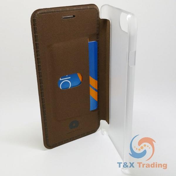 Apple iPhone 6 Plus / 6S Plus / 7 Plus / 8 Plus - WUW Two Tone Brown Luxury Leather Wallet Case