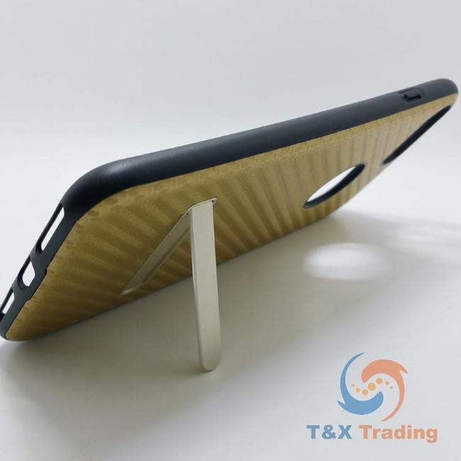Apple iPhone 7 Plus / 8 Plus - Gold Carbon Fiber Case with Kickstand