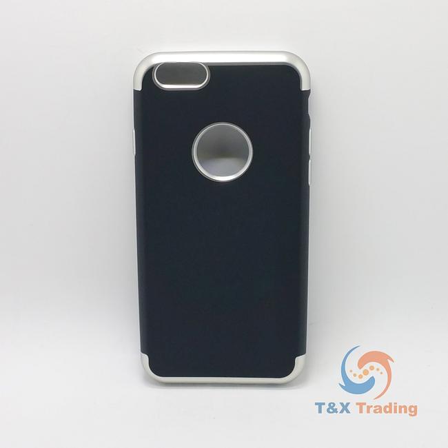 Apple iPhone 6 / 6S - Black Silicone Phone Case with Chrome Edge