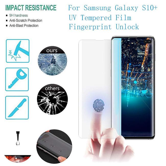 Samsung Galaxy S10 Plus - Full Glue UV Cured Curved Tempered Glass Screen Protector