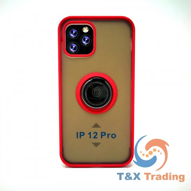 Apple iPhone 12 Mini - Frosted Bumper Magnet Enabled Case with Ring Kickstand