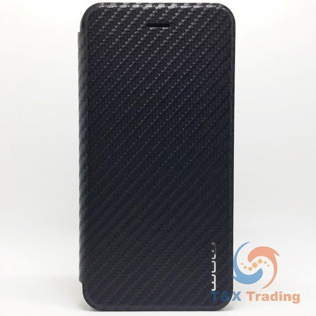 Apple iPhone 6 Plus / 6S Plus - WUW Flip Carbon Fiber Wallet Case