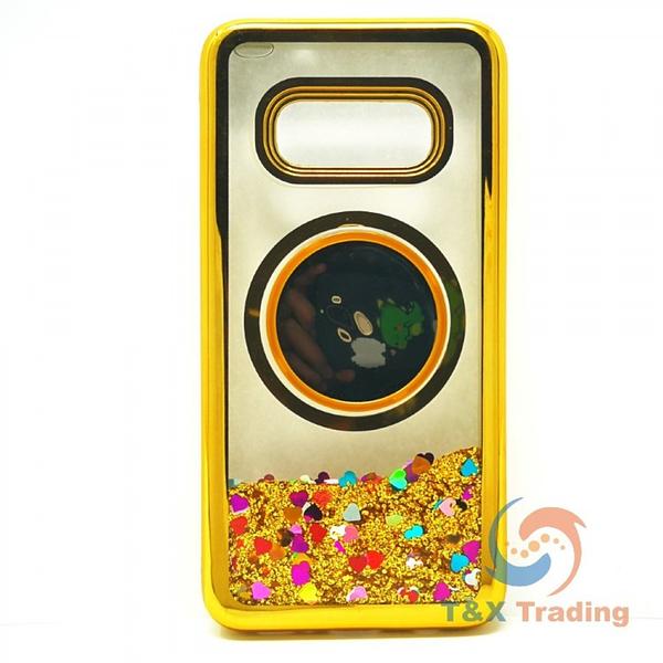 Samsung S10 -  Water Liquid Case with Pop Socket Mirror