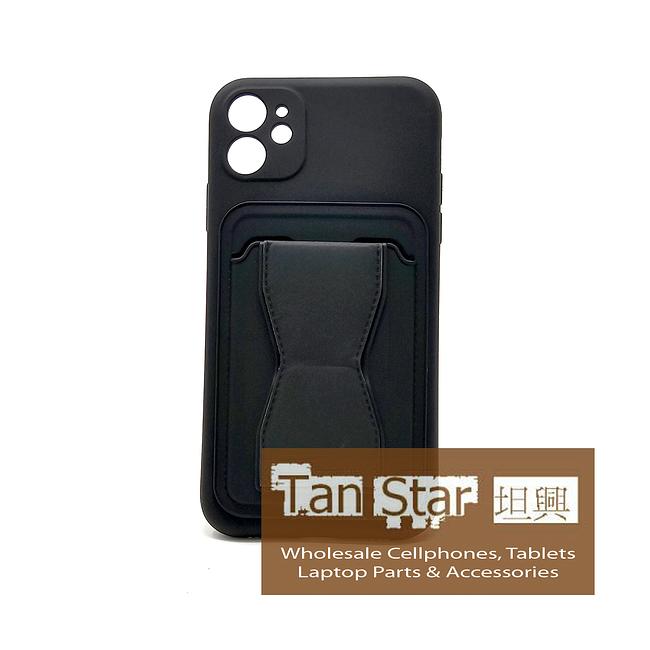 Apple iPhone 11 / XR - Standing Card Secure Wallet Card Holder with Passthrough Kickstand
