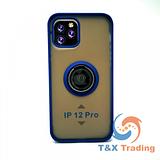 Apple iPhone 12 / 12 Pro - Frosted Bumper Magnet Enabled Case with Ring Kickstand