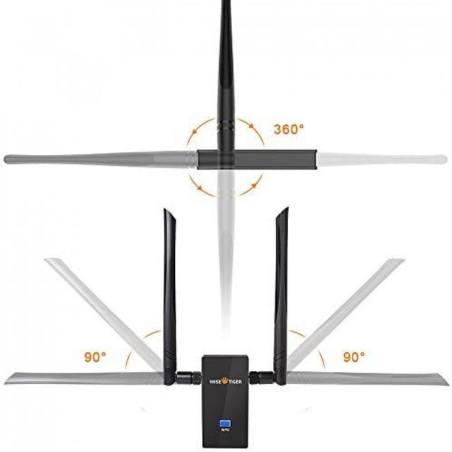 WiFi USB Adapter For Big Room, AC1200 Usb Wireless Network Adapter With 5dBi High Gain Antenna Compatible with Windows 10 8.1 8.7 Mac OS 10.6 and above,