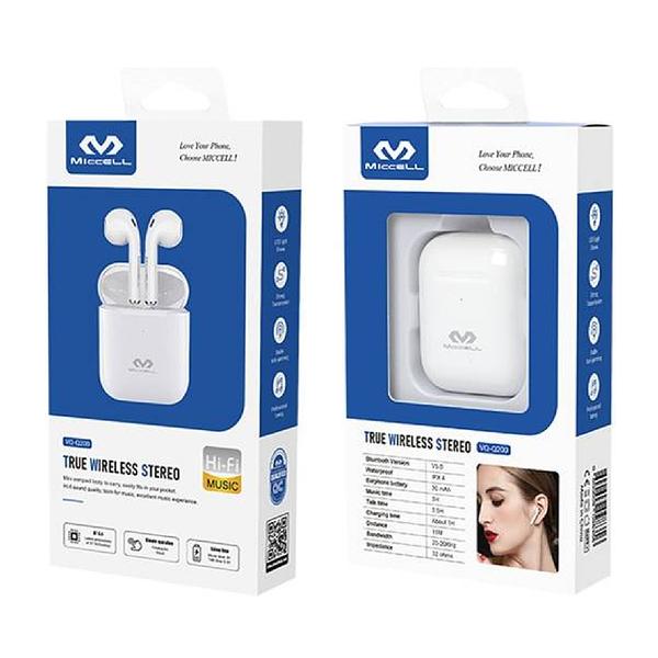 Miccell Wireless Earpods - Wireless bluetooth Earbuds with Charging Box and Support Wireless Charging VQ-Q200