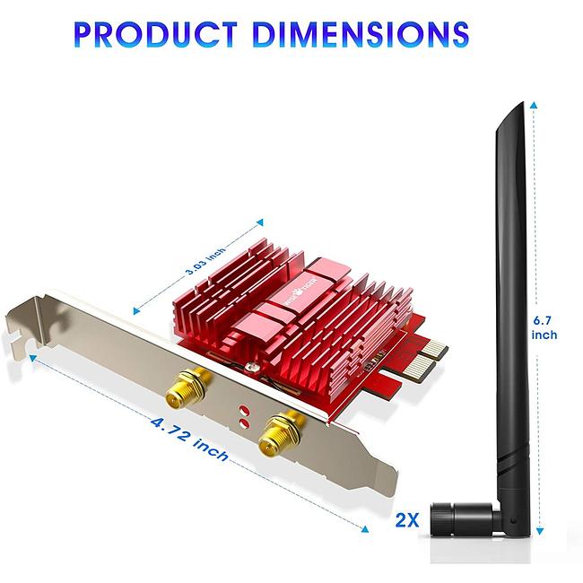 WiFi 6 Card AX 3000Mbps PCIe Network Card AX200 802.11AX 2.4Ghz/5.8Ghz with Bluetooth 5.1 & Heat Sink Wireless PCI Express Wi-Fi Adapters Dual Band Antenna for Windows 10 64-bit