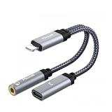 Miccell 2 in 1 Aux Audio Lightning to 3.5mm AUX and Type-C Female OTG Stereo Audio Adapter Cable