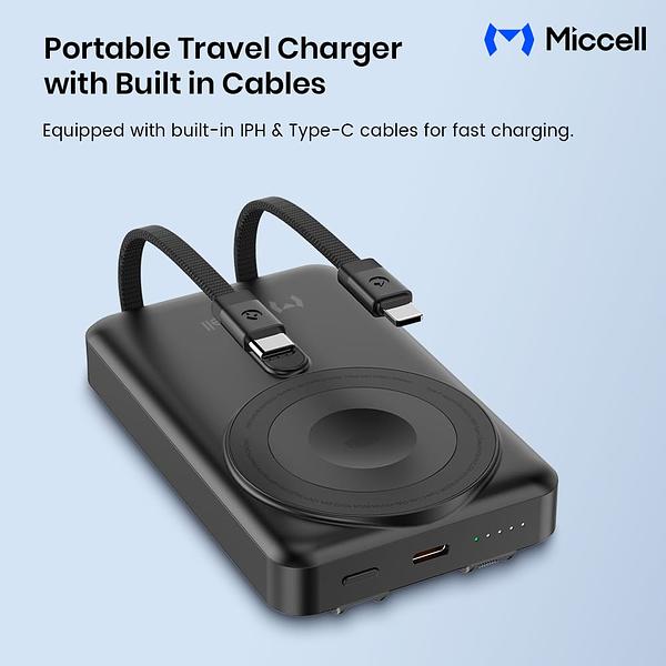 Miccell 20W 3-in 1 Wireless Power Bank with Cables & Stand 10,000mAh VQ-P87