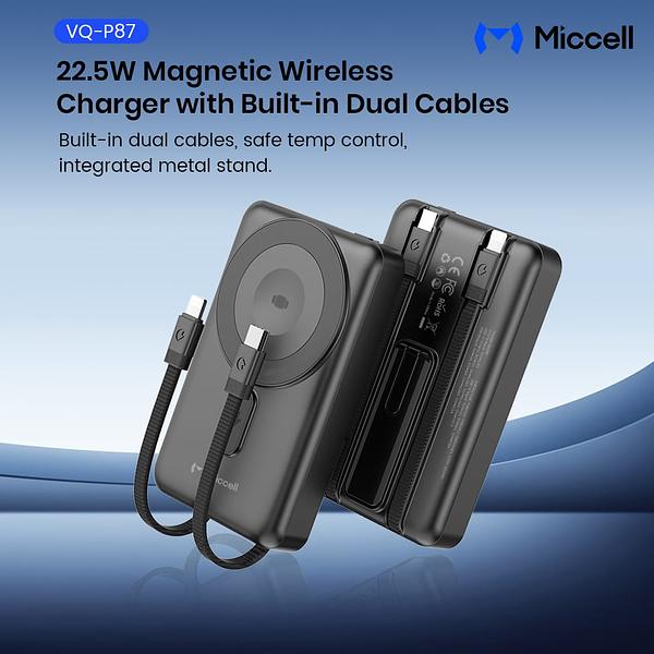 Miccell 20W 3-in 1 Wireless Power Bank with Cables & Stand 10,000mAh VQ-P87