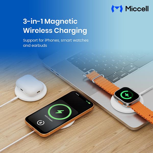 Miccell 3-in-1 Magnetic Wireless Charging Pad VQ-W10